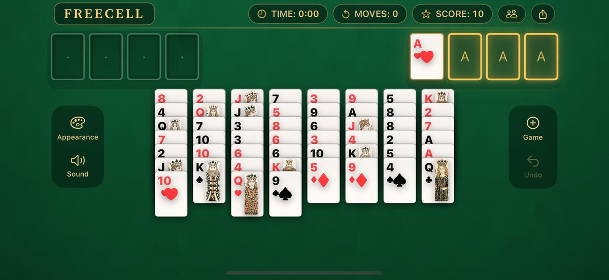 FreeCell by Dolga — a deal in landscape